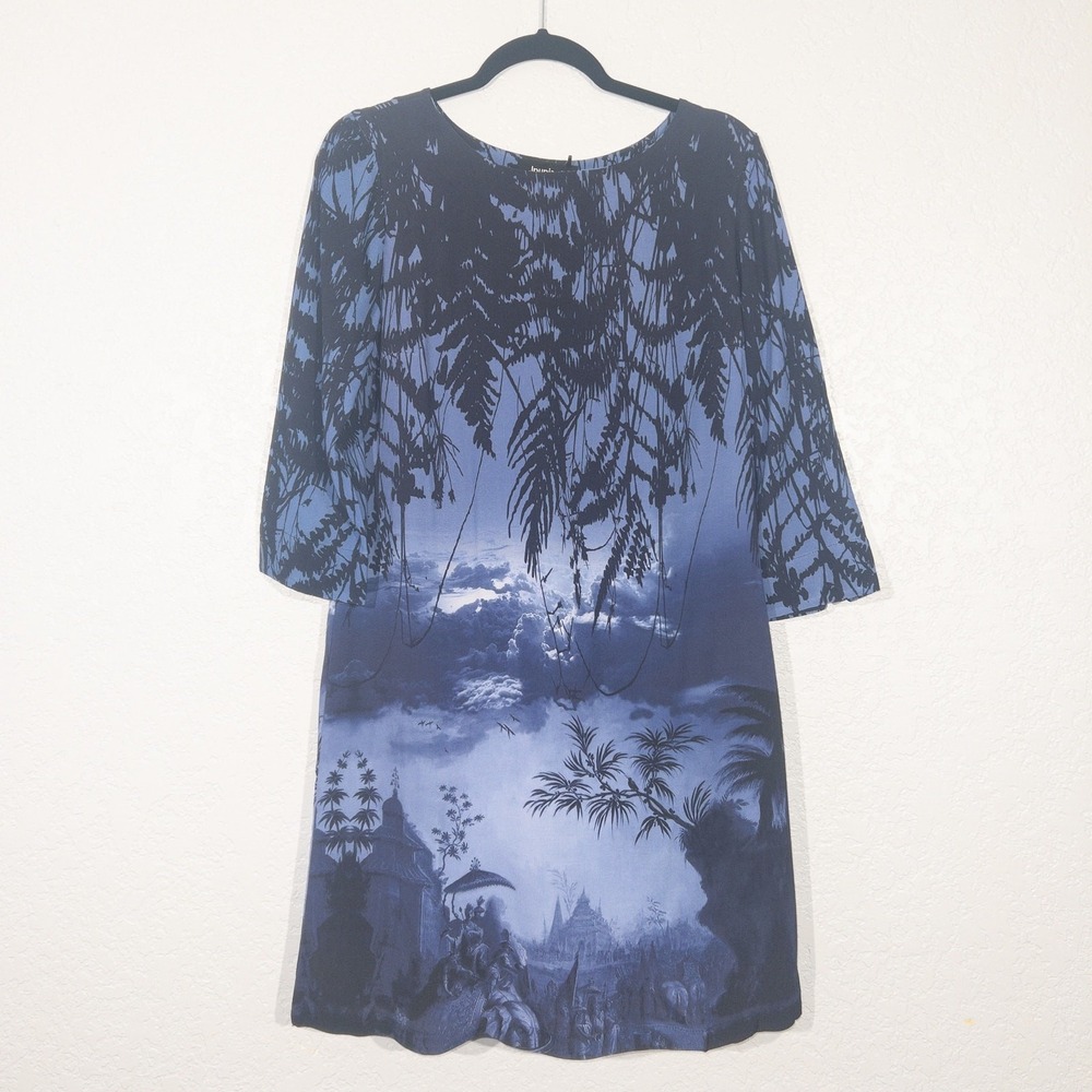 NWT‎ Desigual Blue Bruna Oriental Landscape T-Shirt Dress Size Small